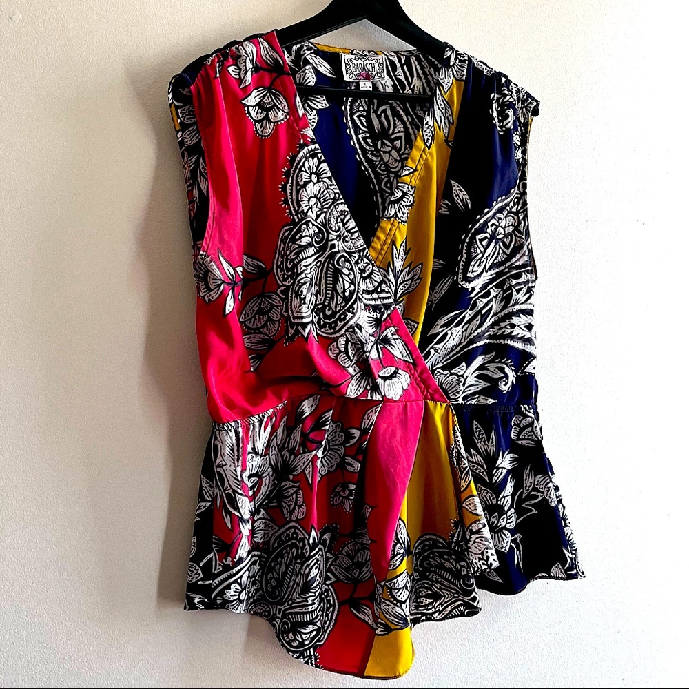Anthropologie Yoana Baraschi Faux Wrap Blouse Floral